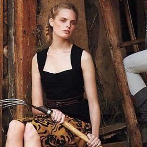 Anthropologie Black Peplum Lace Top